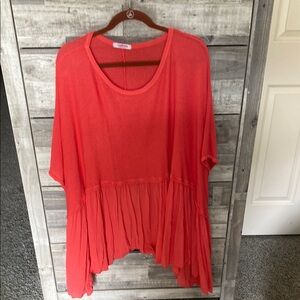 Chic Coral Tunic Top with Elegant Design